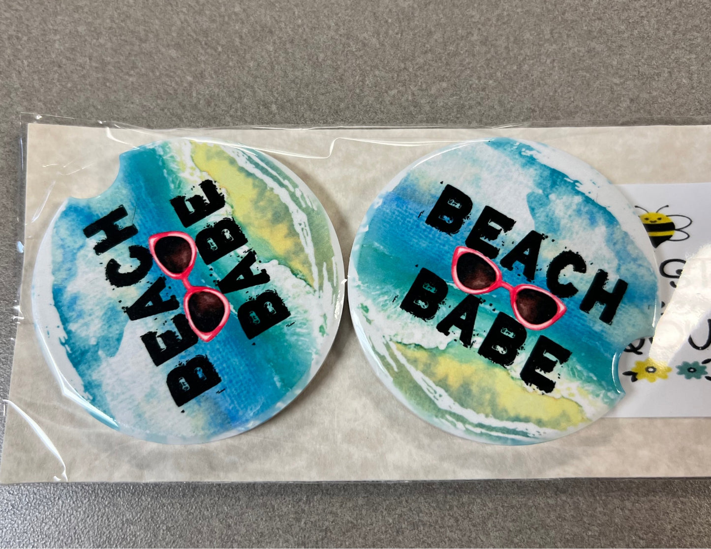 Beach Babe- Car Coaster 2PK - Handmade