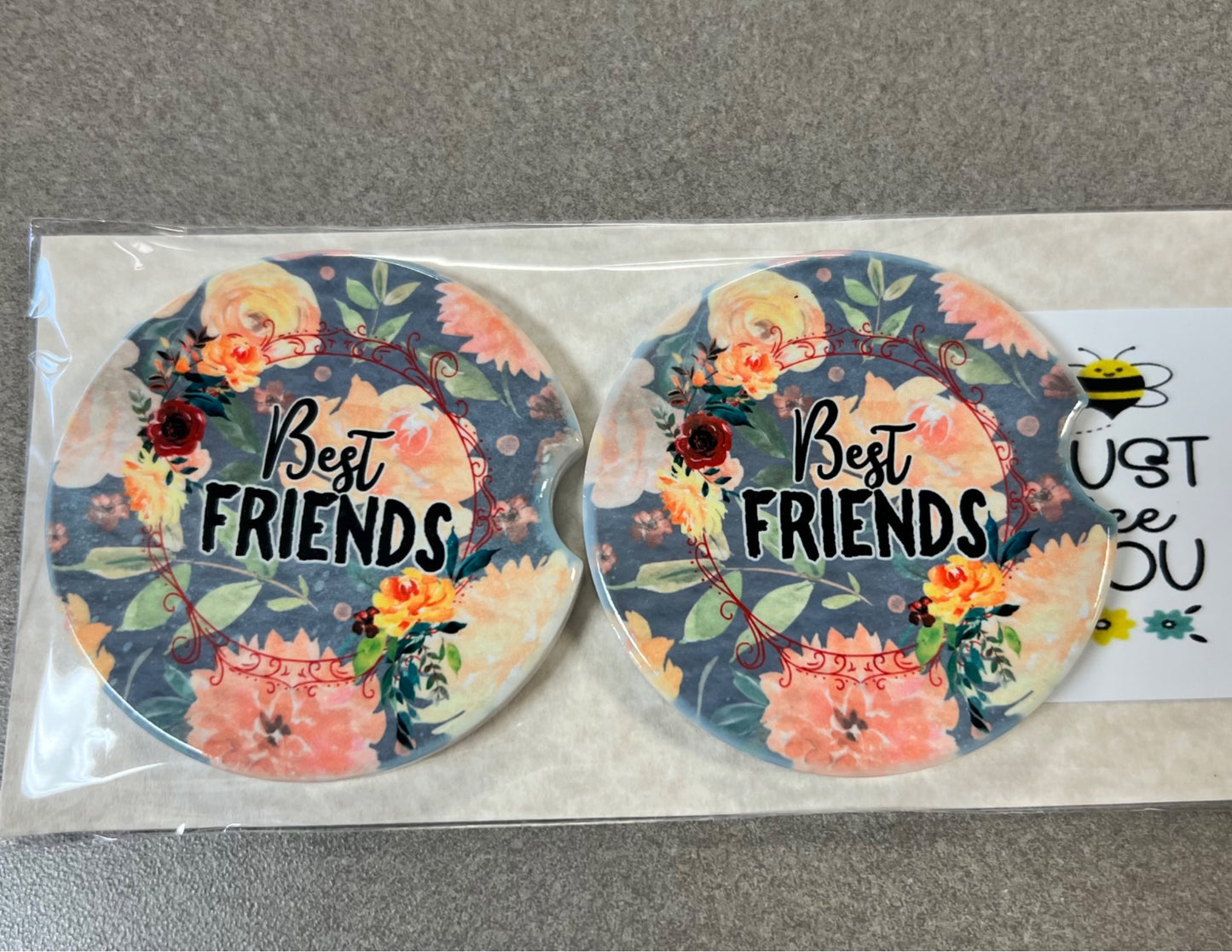 Best Friends - Car Coaster 2PK - Handmade