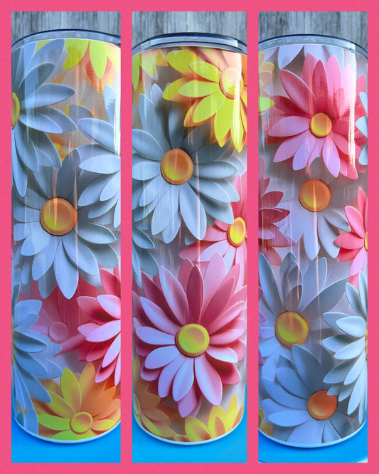 Daisies 3D- Handmade Tumbler