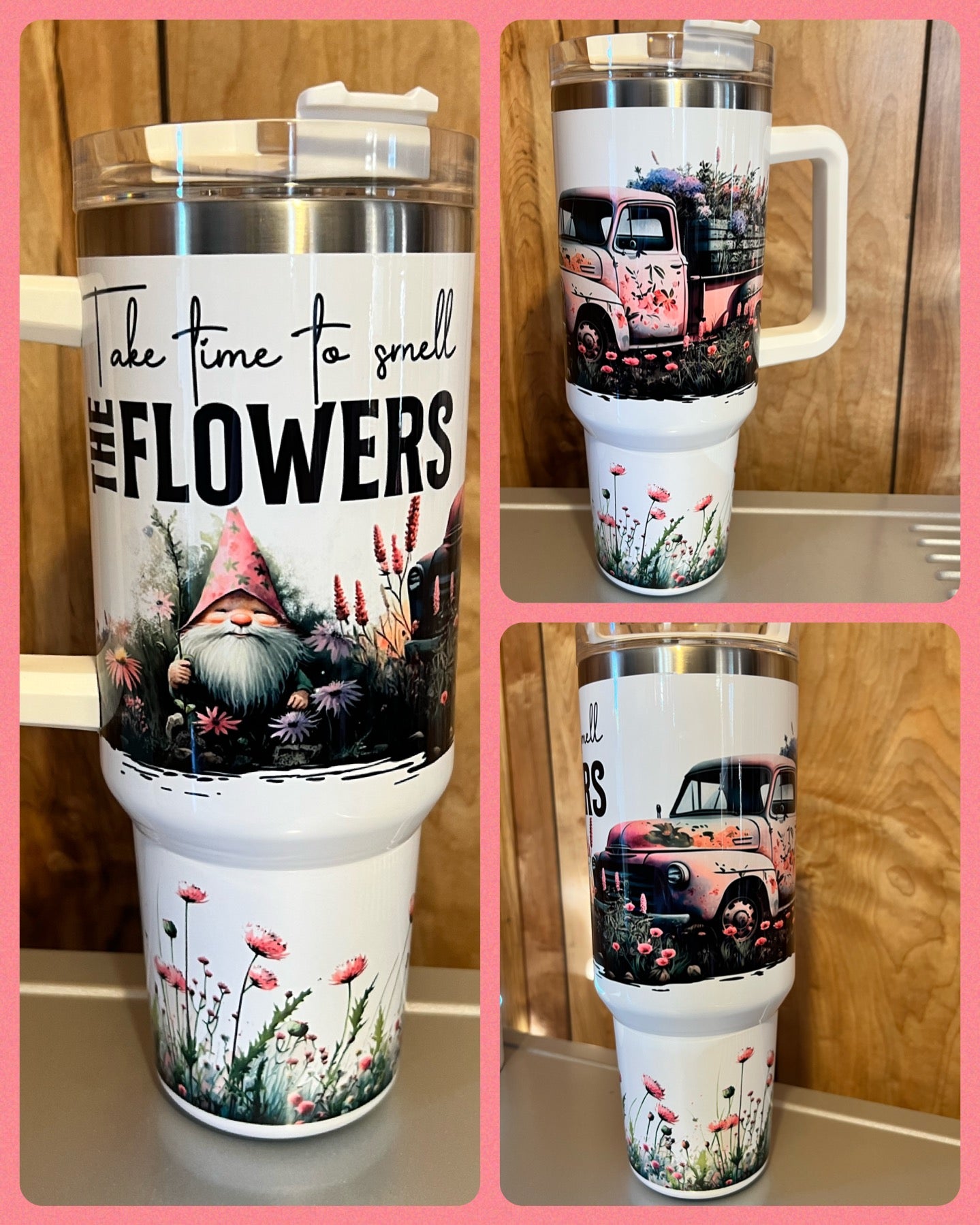 Flowers Gnomes - Handmade Tumbler 40 oz