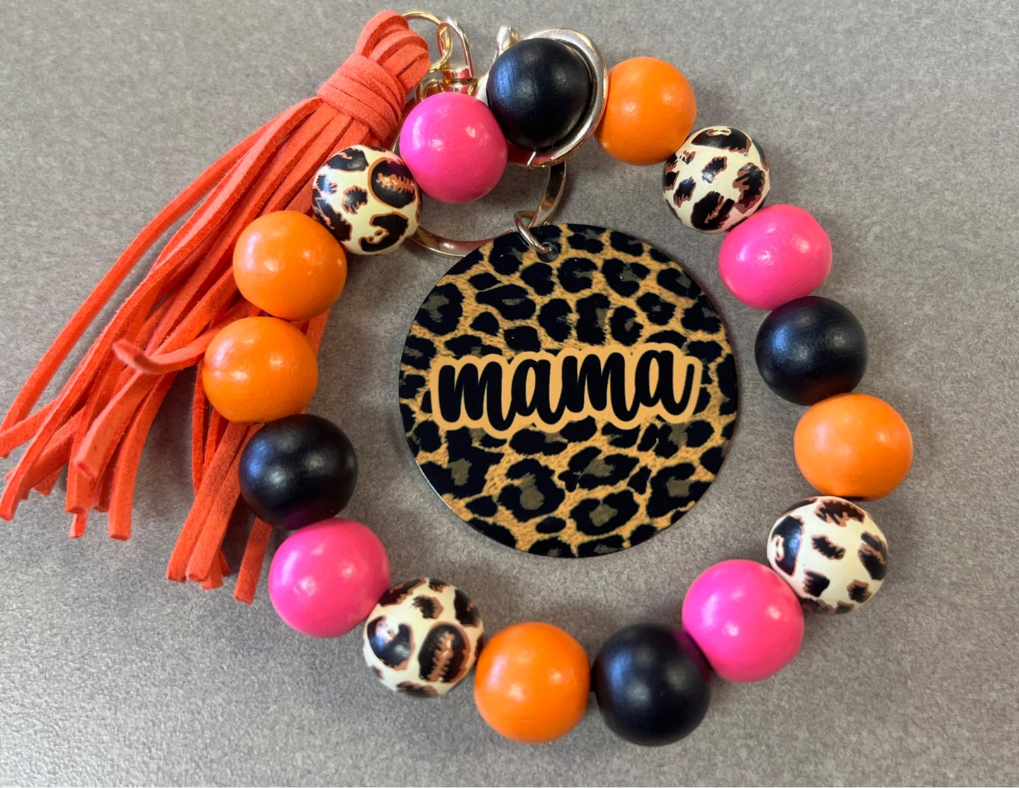 Mama Pink Orange- Handmade Keychain