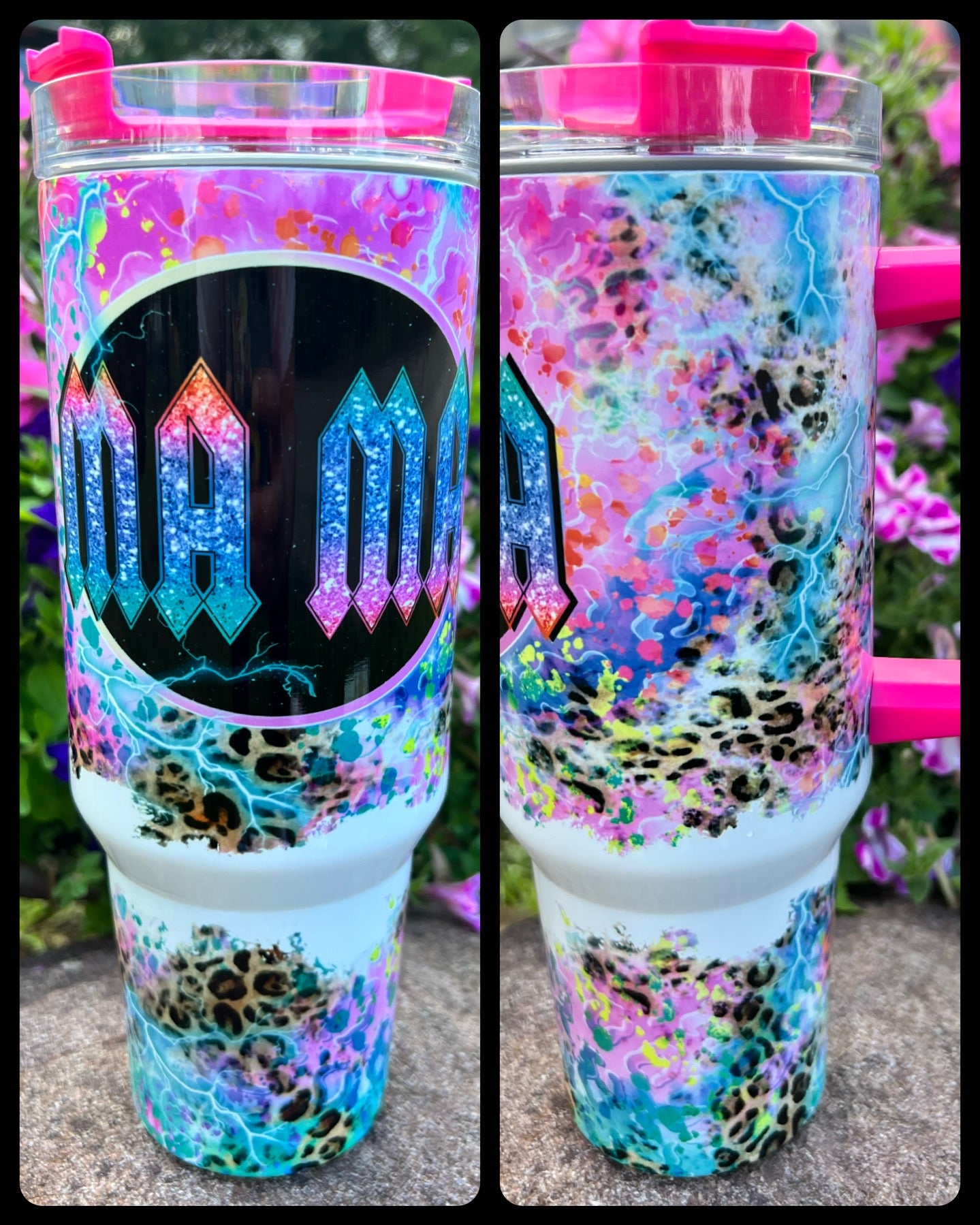 Mama with Pink Handle - Handmade Tumbler 40 oz