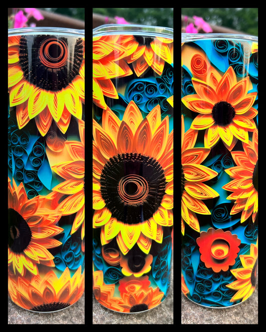 Sunflowers 3D- Handmade Tumbler