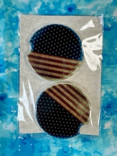 American Flag - Car Coaster 2PK - Handmade