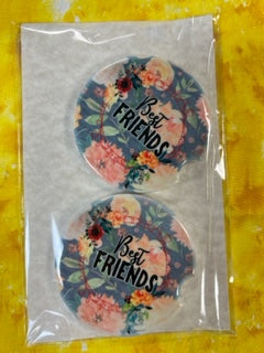 Best Friends - Car Coaster 2PK - Handmade