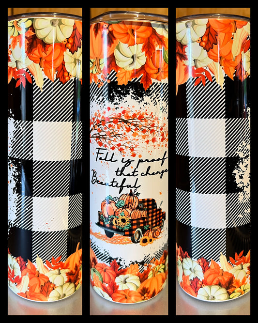 Fall Gingham   - Handmade Tumbler