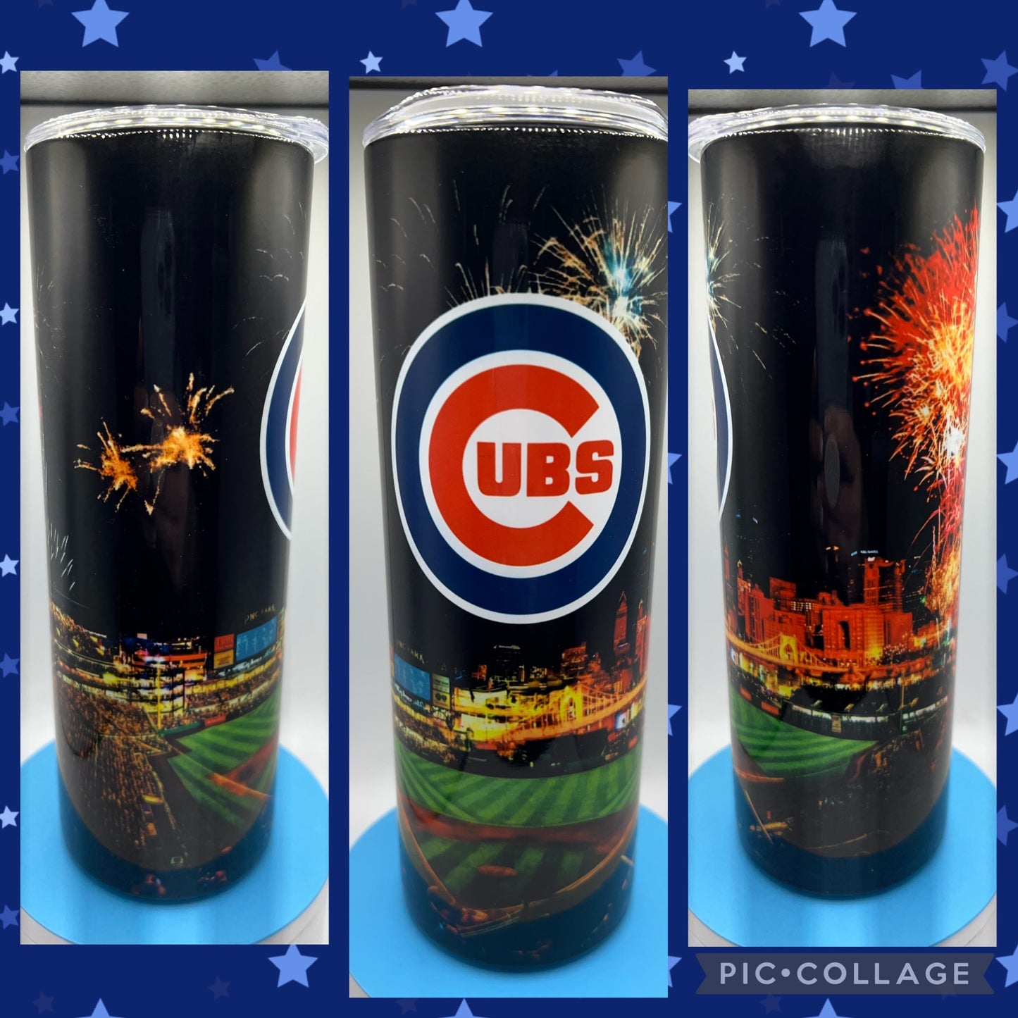 Fireworks with Cubs - Handmade Tumbler