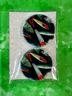 Fish Lures - Car Coaster 2PK - Handmade