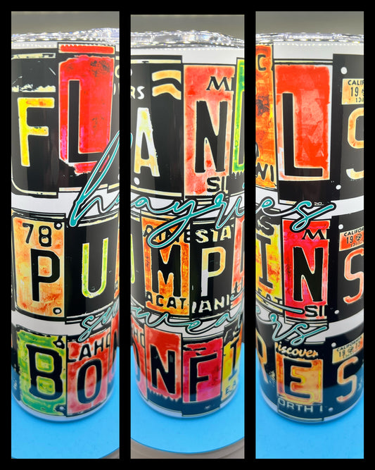 Flannels Pumpkins Bonfires  - Handmade Tumbler