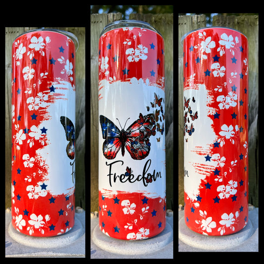 Freedom Butterfly- Handmade Tumbler