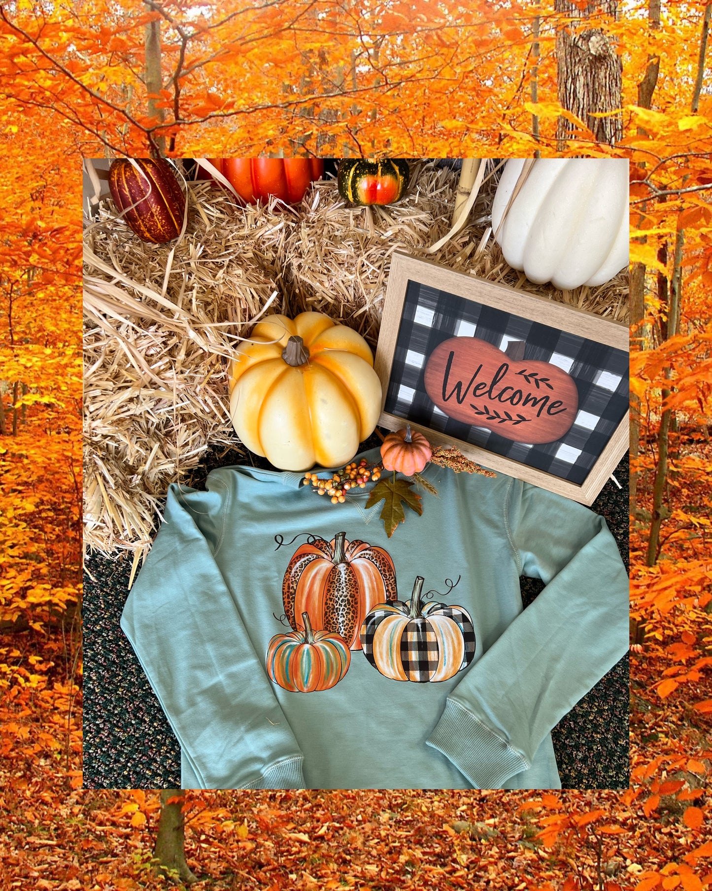 Gingham Pumpkins  - T-Shirt