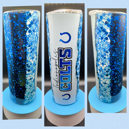 Glittery Colts- Handmade Tumbler