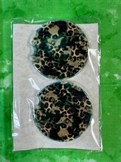 Leopard Camo - Car Coaster 2PK - Handmade