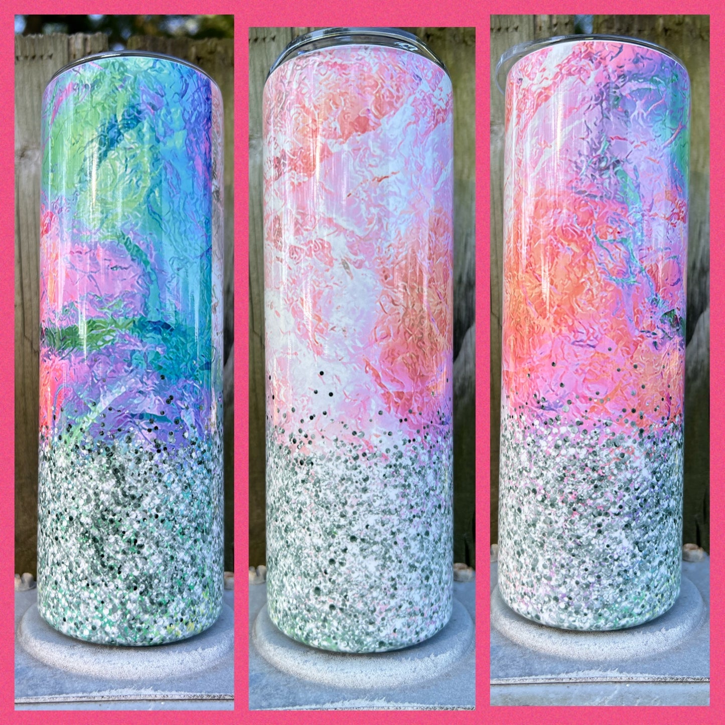 Pastel Glitter Swirls - Handmade Tumbler