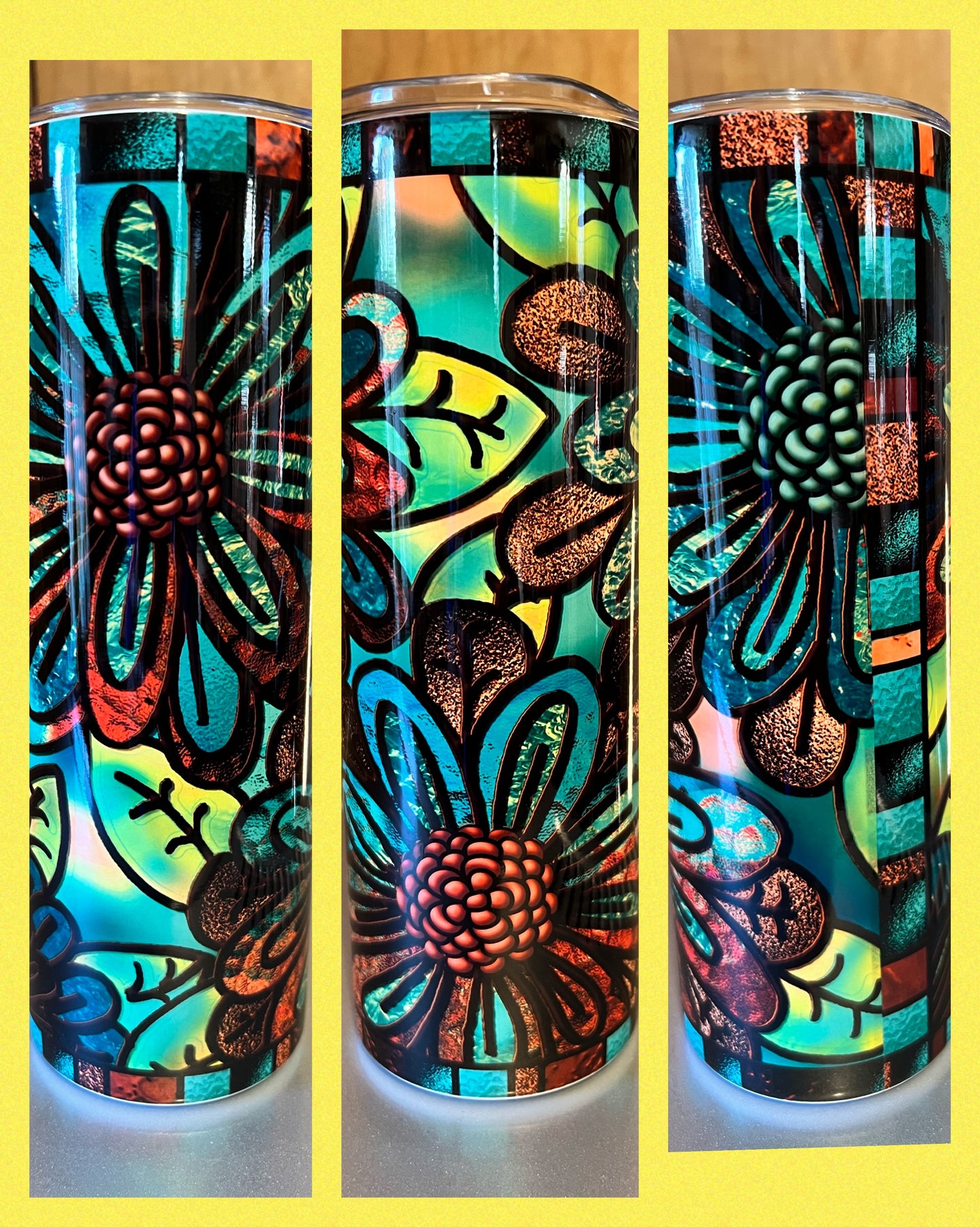 Stained Glass Floral - Handmade Tumbler