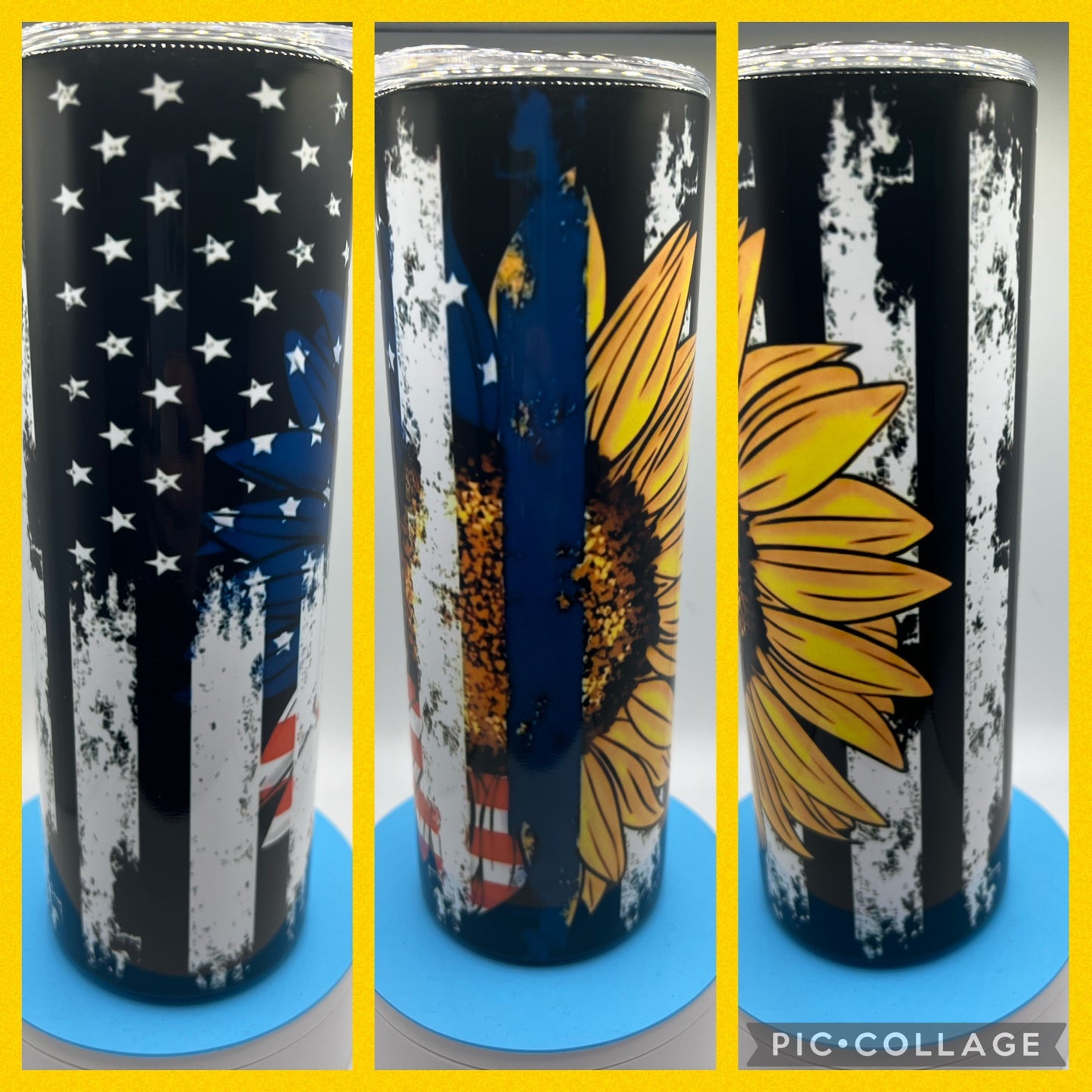 Sunflower Flag - Handmade Tumbler