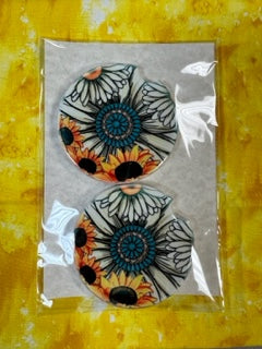 Sunflower Daisies - Car Coaster 2PK - Handmade