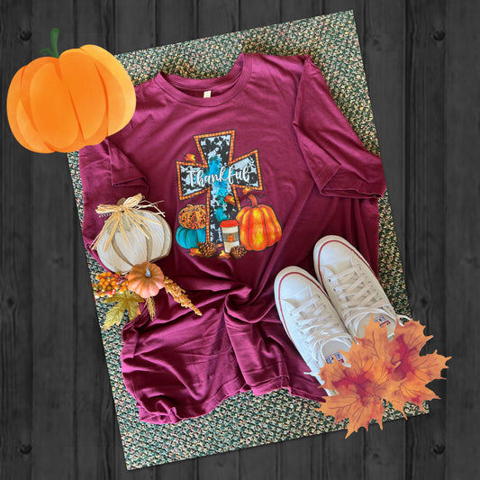 Thankful Fall Cross - T-Shirt