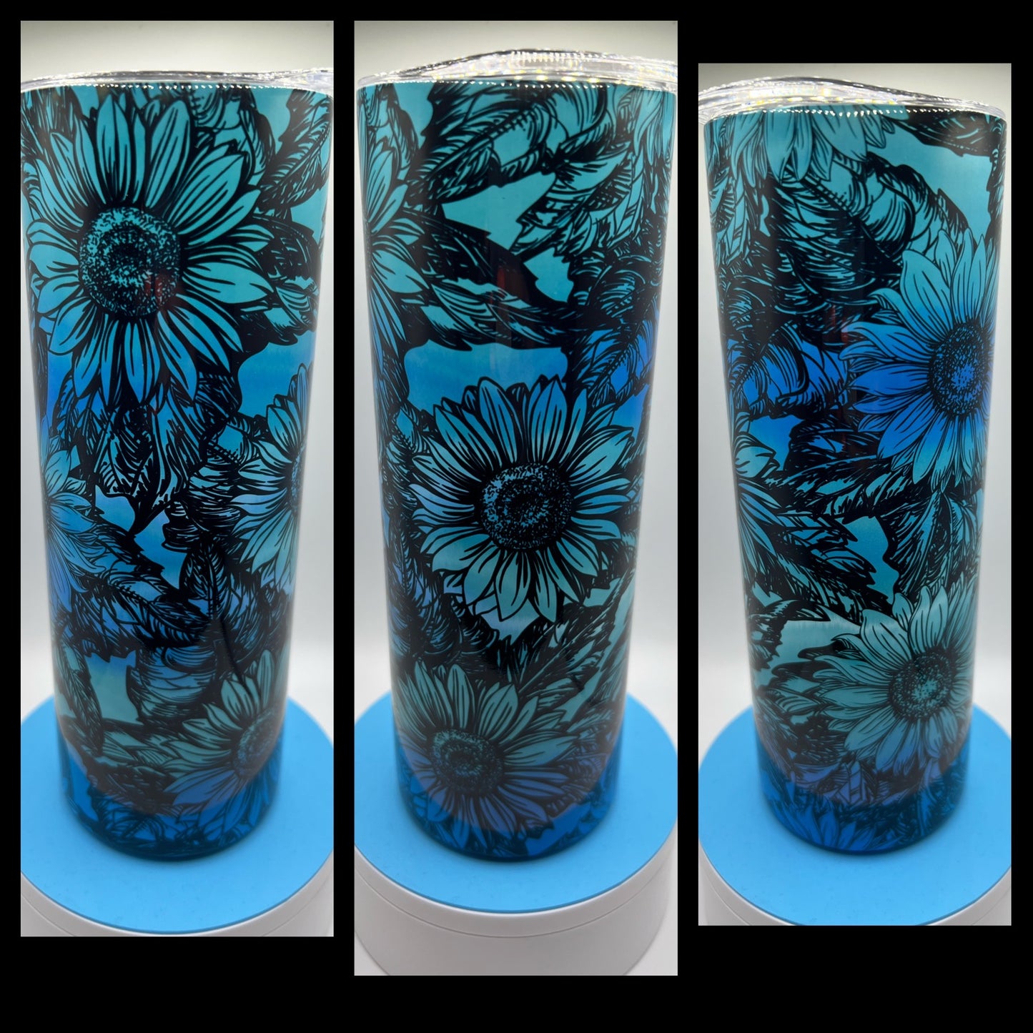 Turquoise Sunflower - Handmade Tumbler