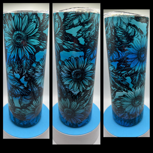 Turquoise Sunflower - Handmade Tumbler