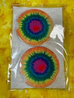 Tie Dye - Car Coaster 2PK - Handmade